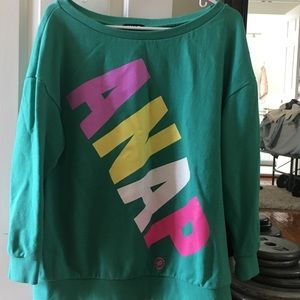 Japanese ANAP off shoulder Teal Sweatshirt